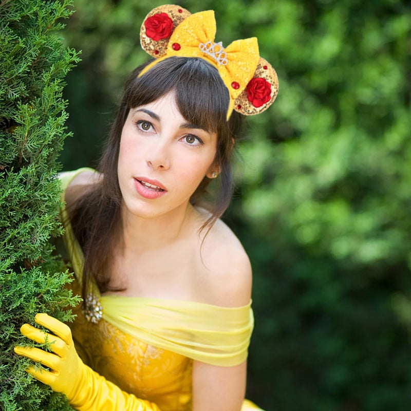 KICOFIT Mouse Ears Headbands Women Mice Ears Headhand Bows Shiny Glitter Birthday Party Themed Events (Gold 1) - Image 2